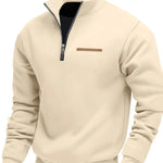 KZZ Men's Solid Half Zip Up Sweatshirt Loose Casual Long Sleeve