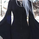 Lace-up Batwing Sleeve Bodycon Dress