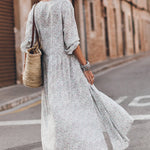 Multicolor Floral V Neck Slits Maxi Dress