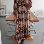 Fashion Print V Neck Casual Panel Dress