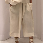 Loose Wide Leg Buttoned Solid Color Casual Pants Bottoms Trousers
