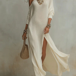 Solid Color Loose Slit Beach Maxi Dress