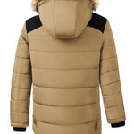 KZZ Men's Contrast Faux Fur Trim Hooded Jacket