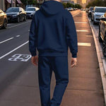 KZZ Men's Printed Hoodie and Drawstring Sweatpants Set, Menswear
