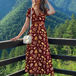 Lyra | Elegant Floral V-Neck Midi Dress