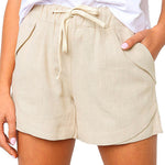 Margovil Drawstring High Waist Solid Casual Shorts