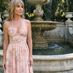 Alessia | Halter Neck Floral Beaded Strap Maxi Dress
