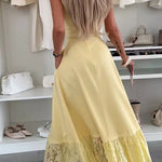 Square Neck Lace Splice Maxi Cami Dress