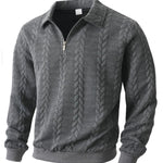 KZZ Men's Fall Winter Outfits  Polo Neck Long Sleeve Sweatshirt for Daliy Wear