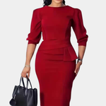 Bernadette | Tailored Peplum Midi Dress