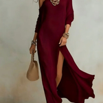 Solid Color Loose Slit Beach Maxi Dress