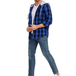 KZZ Plaid Patchwork Button Front Hooded Jacket