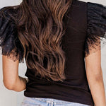 Margovil Round Neck Polka Dot Ruffle Short Sleeves Top