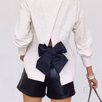 Long Sleeves Bow Back Cut Out Top