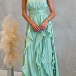 Halter Neck Ruffle Flowy Maxi Dress