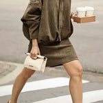 Margovil Lapel Zip Up Trendy Bomber Jacket