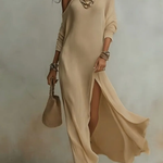 Solid Color Loose Slit Beach Maxi Dress