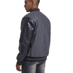 KZZ Men's Letter Patched Pocket Button Front Varsity Jacket