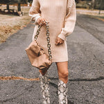 Margovil Turtleneck Long Sleeves Ribbed Knit Sweater Dress(in 7 Colors!)