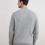 KZZ Men's Flannel Ribbed Turtleneck Half-Zip Sweater