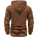 KZZ Men's solid color hoodie with texture casual long sleeve top