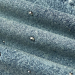 Allover Rhinestone Decor High Waist Zipper Fly Jeans Casual Flared Denim Pants with Rhinestone Decor Belt