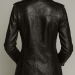 Vintage Black Double-Breasted Faux Leather Jacket