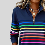 Celine™ | Colorful Striped Quarter-Zip Sweatshirt