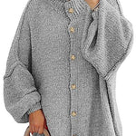 Margovil Button Up Balloon Sleeves Sweater Cardigan