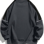 KZZ Men's Colorblock Contrast Binding Drop Shoulder Sweatshirt