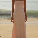 Margovil Strapless Tube Satin Maxi Dress