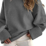 Margovil Crewneck Drop Shoulder Solid Knitted Pullover Sweater