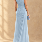 Cynthia Cowl Neck Draped Mesh Maxi Dress