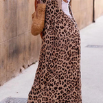 Cool Leopard Print Patchwork Suspender Maxi Dress