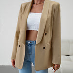 Nadorine Casual Blazers Double Breasted Long Sleeve Work Office Blazer Jacket