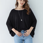 Vintage Loose Round-Neck Batwing Sleeves Shirts