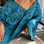Loose Raglan Sleeve Printed Split-Joint V-Neck Maxi Dresses