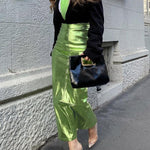 High Waisted H-Line Solid Color Split-Joint Skirts