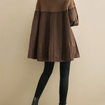 Knitting Pleats Split-Joint High-Neck Pullover Top