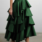 A-Line High Waisted Falbala Solid Color Long Skirts Skirts Bottoms