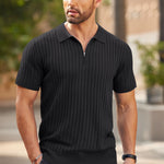 KZZ Men's Knitted Short-Sleeve Polo Shirt