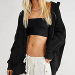 Nadorine Women's Cardigan Zipper Sweater Loungewear Outerwear Hoodie Long Jacket