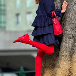 Flared Sleeves Long Sleeves Buttoned Elasticity Layered Solid Color V-Neck Mini Dresses