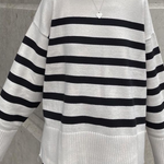 Striped Long Sleeve Crew Neck Pullover Knitted Women's Sweater