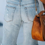 Independence Day American Flag Destroyed Raw Hem Shorts Jeans