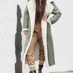 Faux Suede Drop Shoulder Pocket Longline Shearling Coat