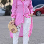 Pink Asymmetric Long Sleeve Shirt
