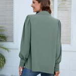 Nadorine V Neck Button Down Shirts Long Sleeve Collared Blouses Tops