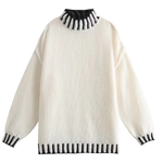 Loose and Slim Soft Long-sleeved Stitched Knit Sweater
