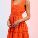 Fashion U-neck elastic waist sleeveless mini skirt